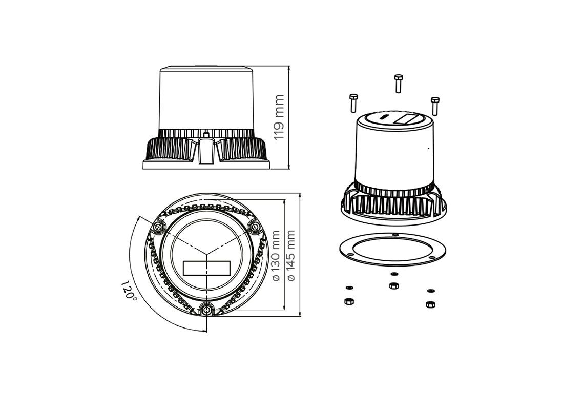 HIGH-PROFILE ORANGE LED 3-POINT ECO FLASHING BEACON